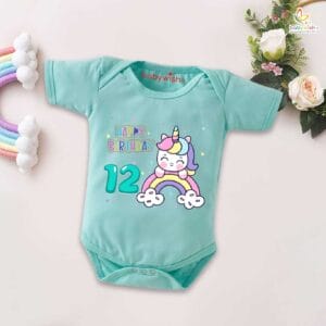 Twelve month unisex baby romper half sleeve round neck onesie