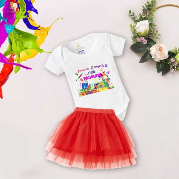 Newborn Girl's Tutu Skirt & Romper Holi Print Onesies bodysuits For baby 0 to 3 Months - Image 3
