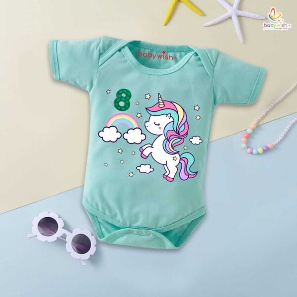 Eight month unisex baby romper half sleeve round neck onesie - Image 2