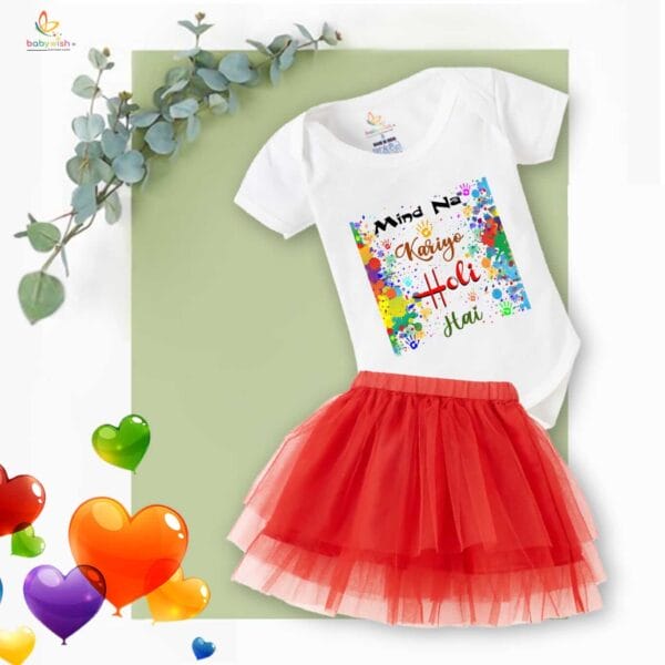 Newborn Girl's Tutu Skirt & Romper Holi Print Onesies bodysuits For baby 0 to 3 Months - Image 3