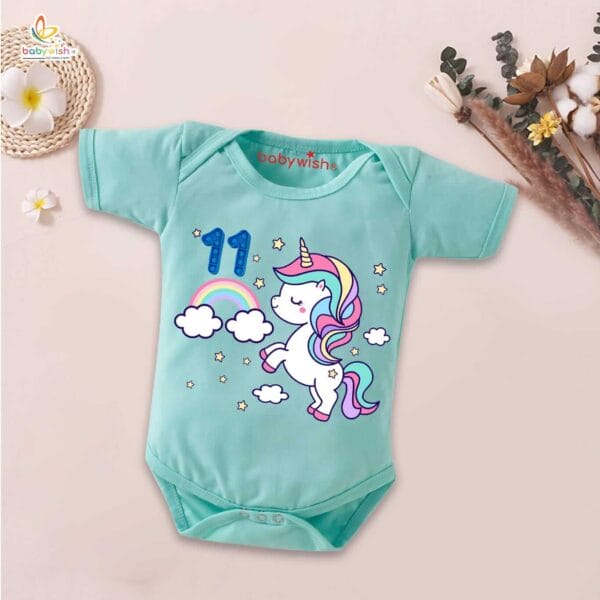 Eleven month unisex baby romper half sleeve round neck onesie - Image 2