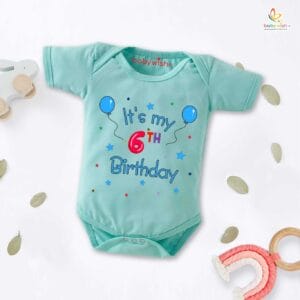 Six month unisex baby romper half sleeve round neck onesie
