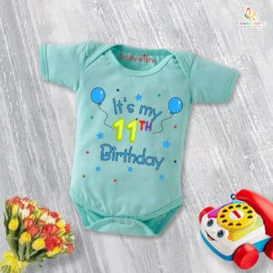 Eleven month unisex baby romper half sleeve round neck onesie