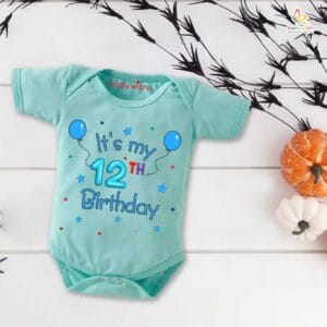 Twelve month unisex baby romper half sleeve round neck onesie