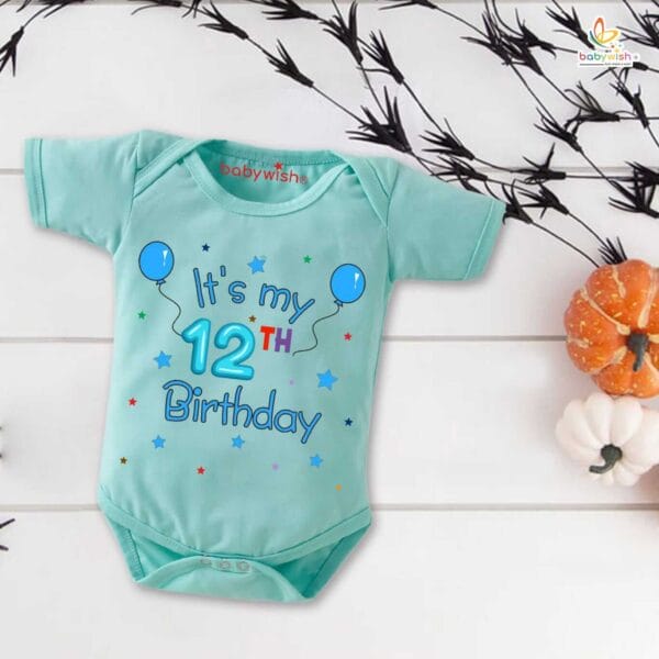 Twelve month unisex baby romper half sleeve round neck onesie
