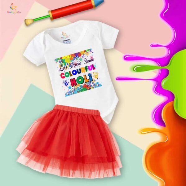 Newborn Girl's Tutu Skirt & Romper Holi Print Onesies bodysuits For baby 0 to 3 Months - Image 2