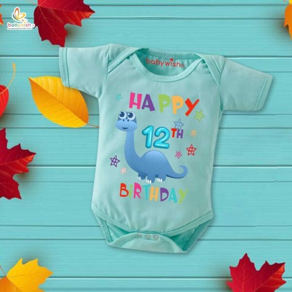 Twelve month unisex baby romper half sleeve round neck onesie - Image 3