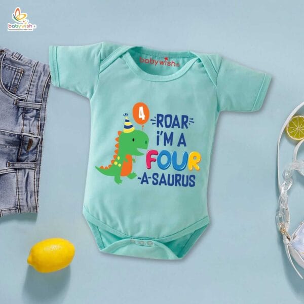 Four month unisex baby romper half sleeve round neck onesie - Image 3