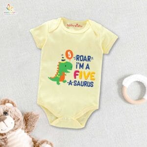 Five month unisex baby romper half sleeve round neck onesie