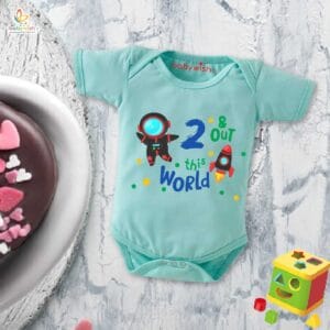 Two month unisex baby romper half sleeve round neck onesie