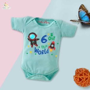 Six month unisex baby romper half sleeve round neck onesie