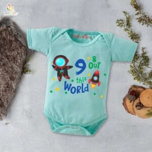 Nine month unisex baby romper half sleeve round neck onesie