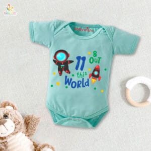 Eleven month unisex baby romper half sleeve round neck onesie