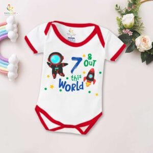 Seven month unisex baby romper half sleeve round neck onesie