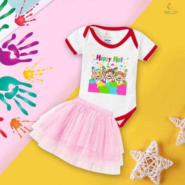 Newborn Girl's Tutu Skirt & Romper Holi Print Onesies bodysuits For baby 0 to 3 Months - Image 3
