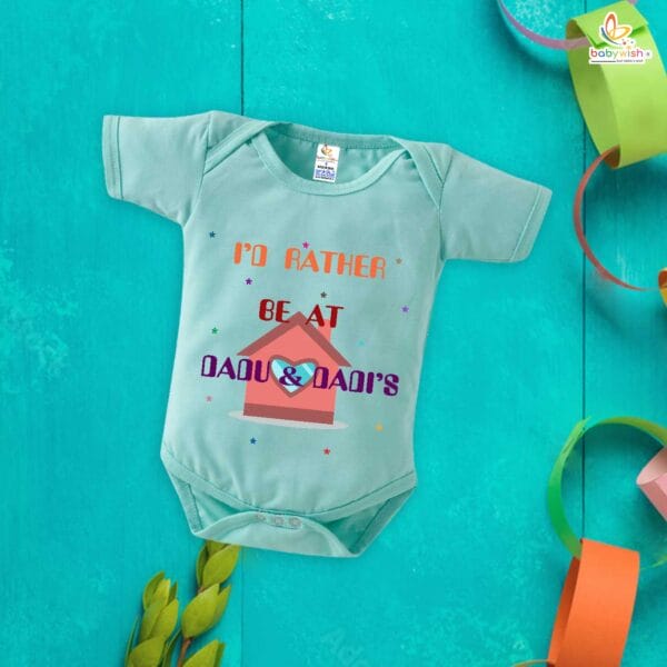 My Dadu & Dadi Baby Romper – "I'd Rather Be at Dadu & Dadi's" Bodysuit – Cute Newborn Outfit, Grandparents Baby Clothes, Gift for Baby Boy or Girl – Babywish - Image 2