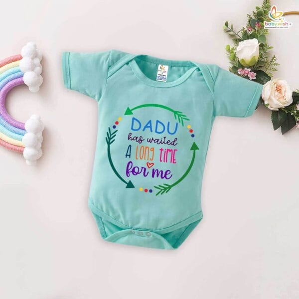 Dadu Has Waited a Long Time for Me Baby Romper – My Dadu & Dadi Bodysuit for Newborn – Emotional Grandparents Gift, Soft Cotton Infant Clothes – Babywish - Image 2
