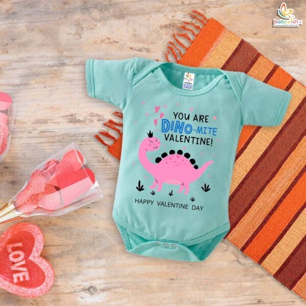 My First Valentine’s Day Romper | "You Are Dino-Mite Valentine" Baby Bodysuit for Boys & Girls – Babywish - Image 4