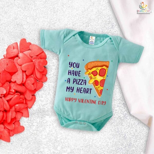 My First Valentine’s Day Romper | "You Have A Pizza My Heart" Baby Bodysuit – Babywish - Image 4
