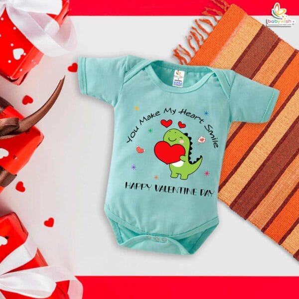 My First Valentine’s Day Romper | "You Make My Heart Smile" Baby Bodysuit – Babywish - Image 4