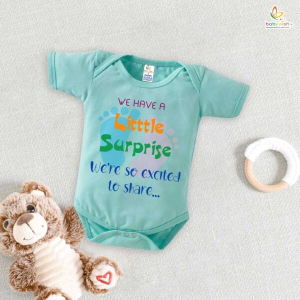 Pregnancy Announcement Baby Romper – We Have a Little Surprise Bodysuit – Cute Baby Reveal Outfit for Newborn Baby Girl or Boy – Babywish - Image 4