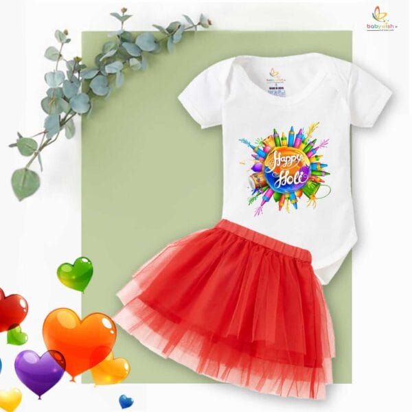 Newborn Girl's Tutu Skirt & Romper Holi Print Onesies bodysuits For baby 0 to 3 Months - Image 3