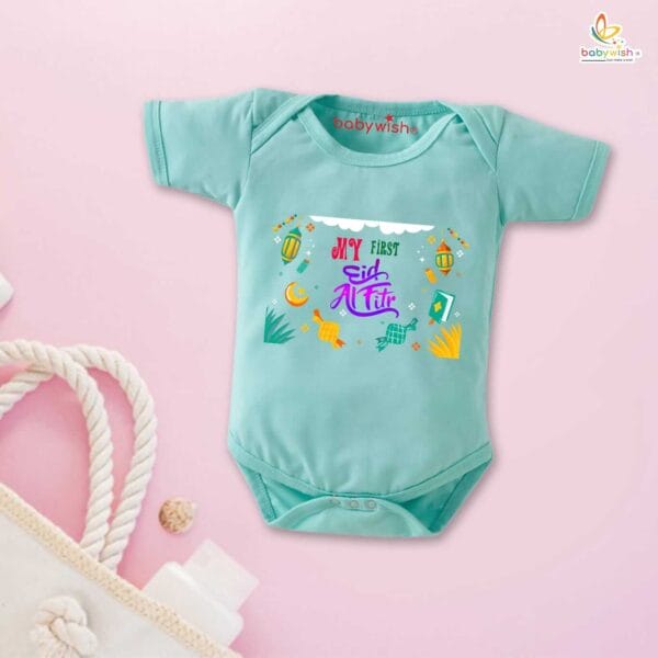 Newborn baby Eid Romper Clothes Baby Ramadan festival Bodysuits Outfit Envelop Neck short Sleeve Unisex ramzan Onesies - Image 3