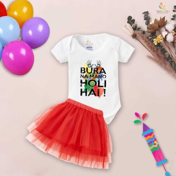 Newborn Girl's Tutu Skirt & Romper Holi Print Onesies bodysuits For baby 0 to 3 Months - Image 3