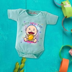 Newborn mundan ceremony clothes Bodysuit romper for Unisex Onesies Infant Half Sleeve |Cutest Ganju Ever |