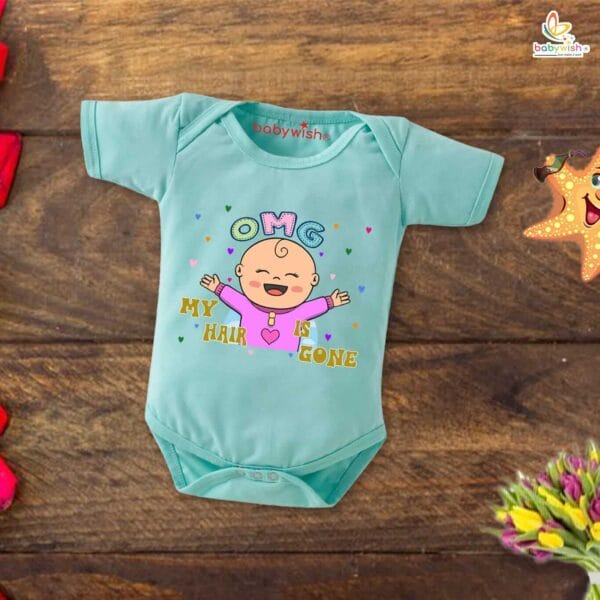 Baby Mundan Ceremony romper for Unisex |OMG My Hair is Gone| - Image 4