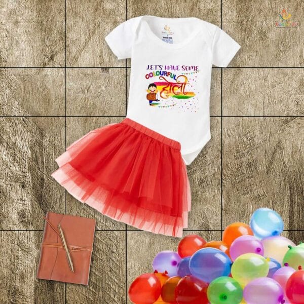 Newborn Girl's Tutu Skirt & Romper Holi Print Onesies bodysuits For baby 0 to 3 Months - Image 2
