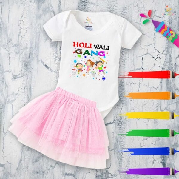 Newborn Girl's Tutu Skirt & Romper Holi Print Onesies bodysuits For baby 0 to 3 Months - Image 4