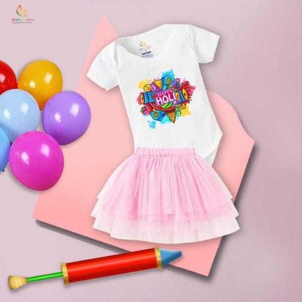 Newborn Girl's Tutu Skirt & Romper Holi Print Onesies bodysuits For baby 0 to 3 Months - Image 2