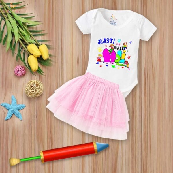 Newborn Girl's Tutu Skirt & Romper Holi Print Onesies bodysuits For baby 0 to 3 Months - Image 2