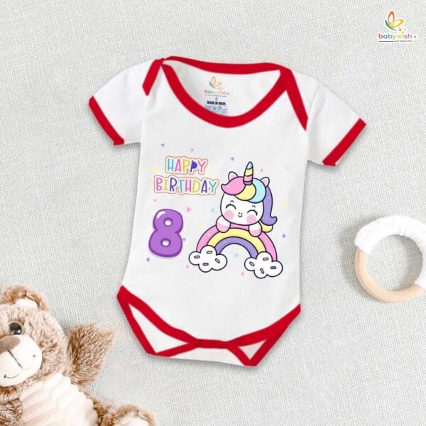 Eight month unisex baby romper half sleeve round neck onesie - Image 5
