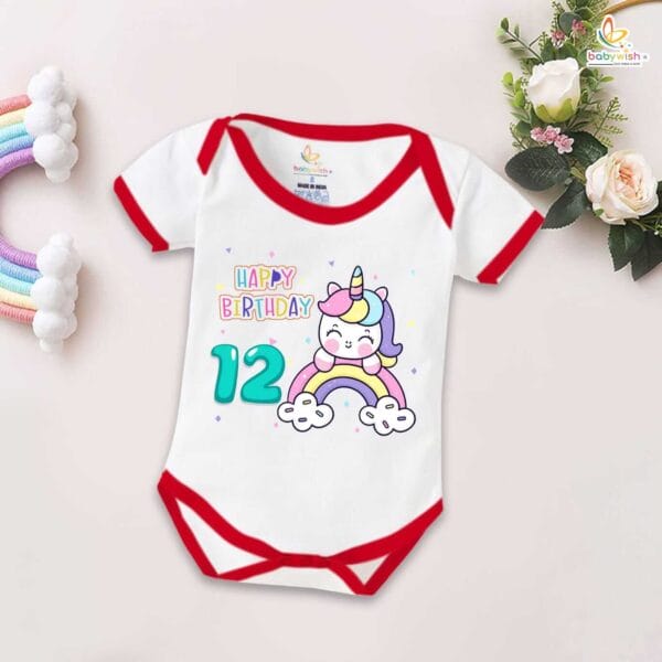 Twelve month unisex baby romper half sleeve round neck onesie - Image 5