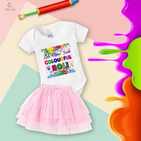 Newborn Girl's Tutu Skirt & Romper Holi Print Onesies bodysuits For baby 0 to 3 Months - Image 4