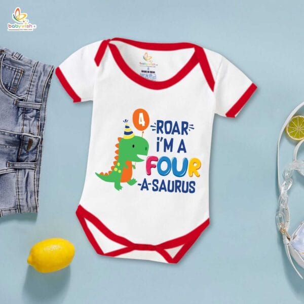 Four month unisex baby romper half sleeve round neck onesie - Image 5