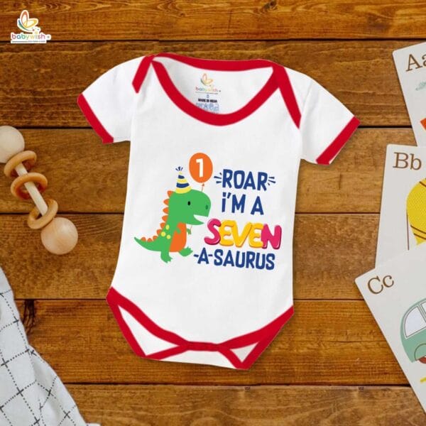Seven month unisex baby romper half sleeve round neck onesie - Image 5