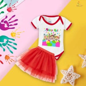 Newborn Girl's Tutu Skirt & Romper Holi Print Onesies bodysuits For baby 0 to 3 Months
