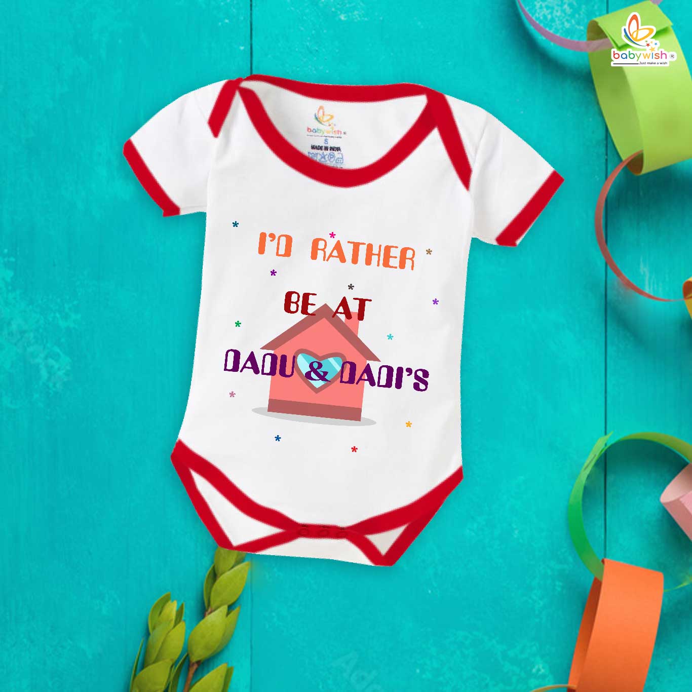 Babywish Dadu & Dadi Romper Clothes My Dadu & Dadi Bodysuits I'd rather be at dadu & dadi's