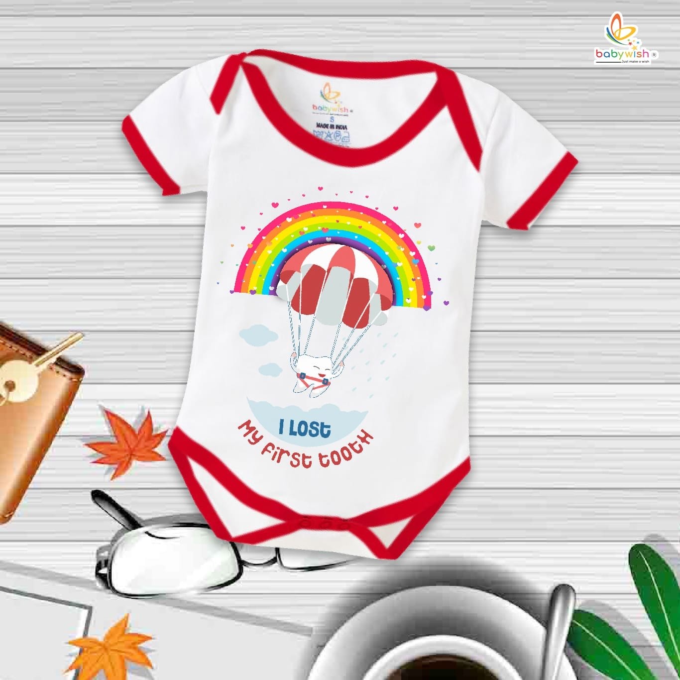 Babywish First Tooth Romper Clothes My First Tooth Bodysuits I Lost My First Tooth Rainbow print