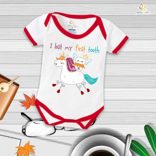 I Lost My First Tooth Baby Romper – My First Tooth Bodysuit for Newborn & Infant | Cute First Tooth Milestone Outfit – Babywish