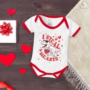 My First Valentine’s Day Romper | "I Steal Hearts" Dinosaur Baby Bodysuit for Boys & Girls – Babywish
