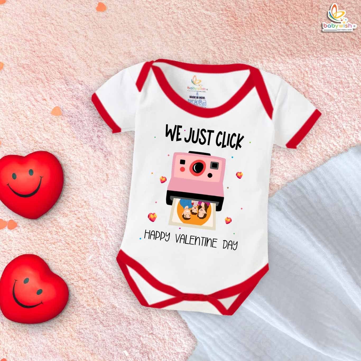 Babywish Valentine Day Romper Clothes My First Valentine Day Bodysuits We Just Click