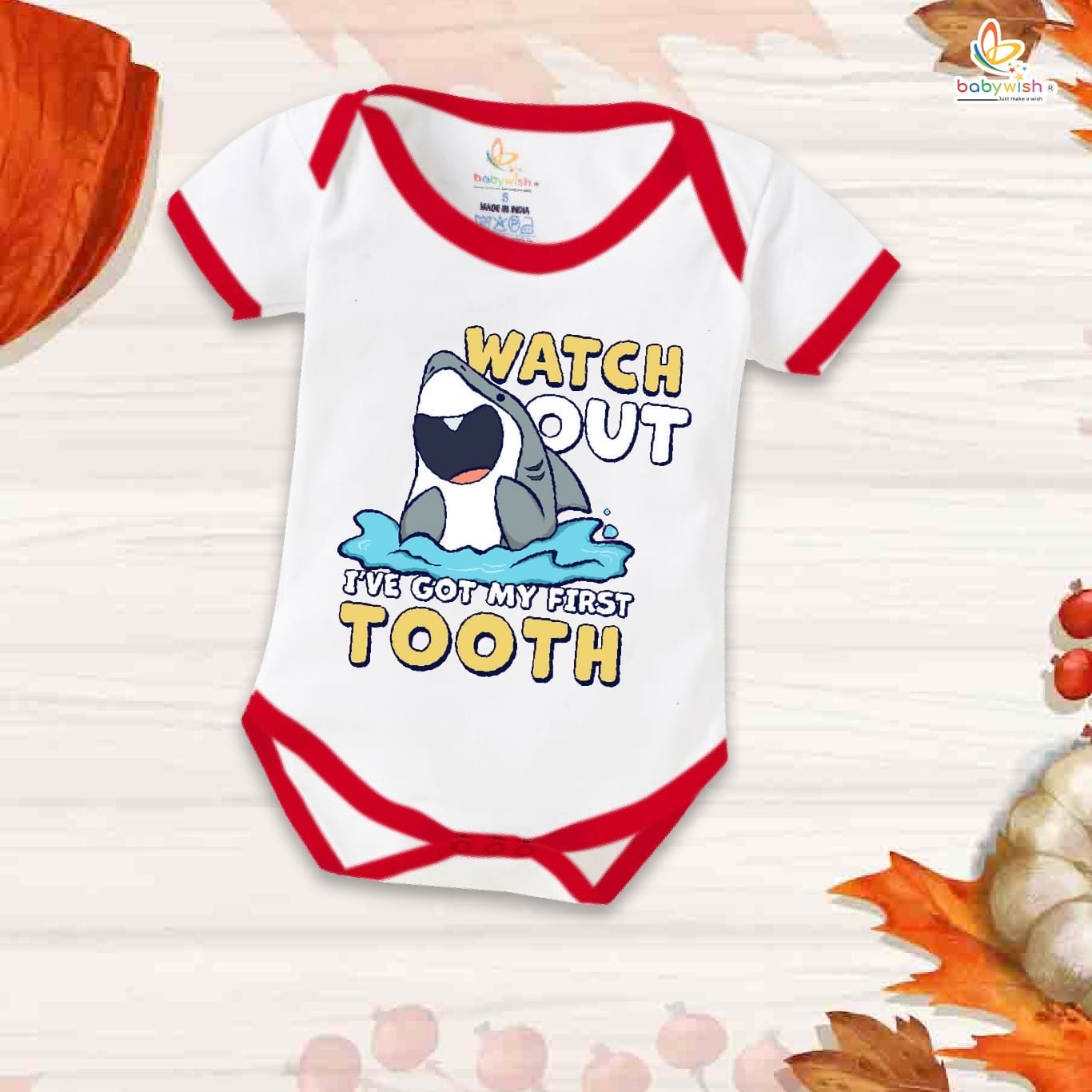 Babywish First Tooth Romper Clothes My First Tooth Bodysuits Watch Out I have got my first tooth