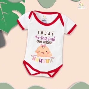 My First Tooth Romper for Baby Girl | "Today My First Tooth Came Through" Bodysuit – Babywish