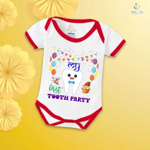 My First Tooth Romper | Cute Baby Bodysuit for First Tooth Party & Milestone Photos – Babywish