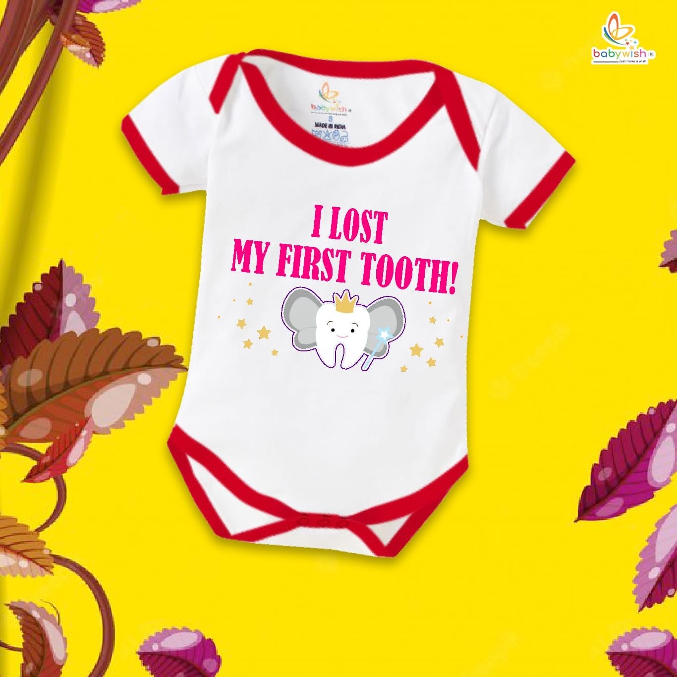 Babywish First Tooth Romper Clothes My First Tooth Bodysuits I Lost My first tooth! Pink