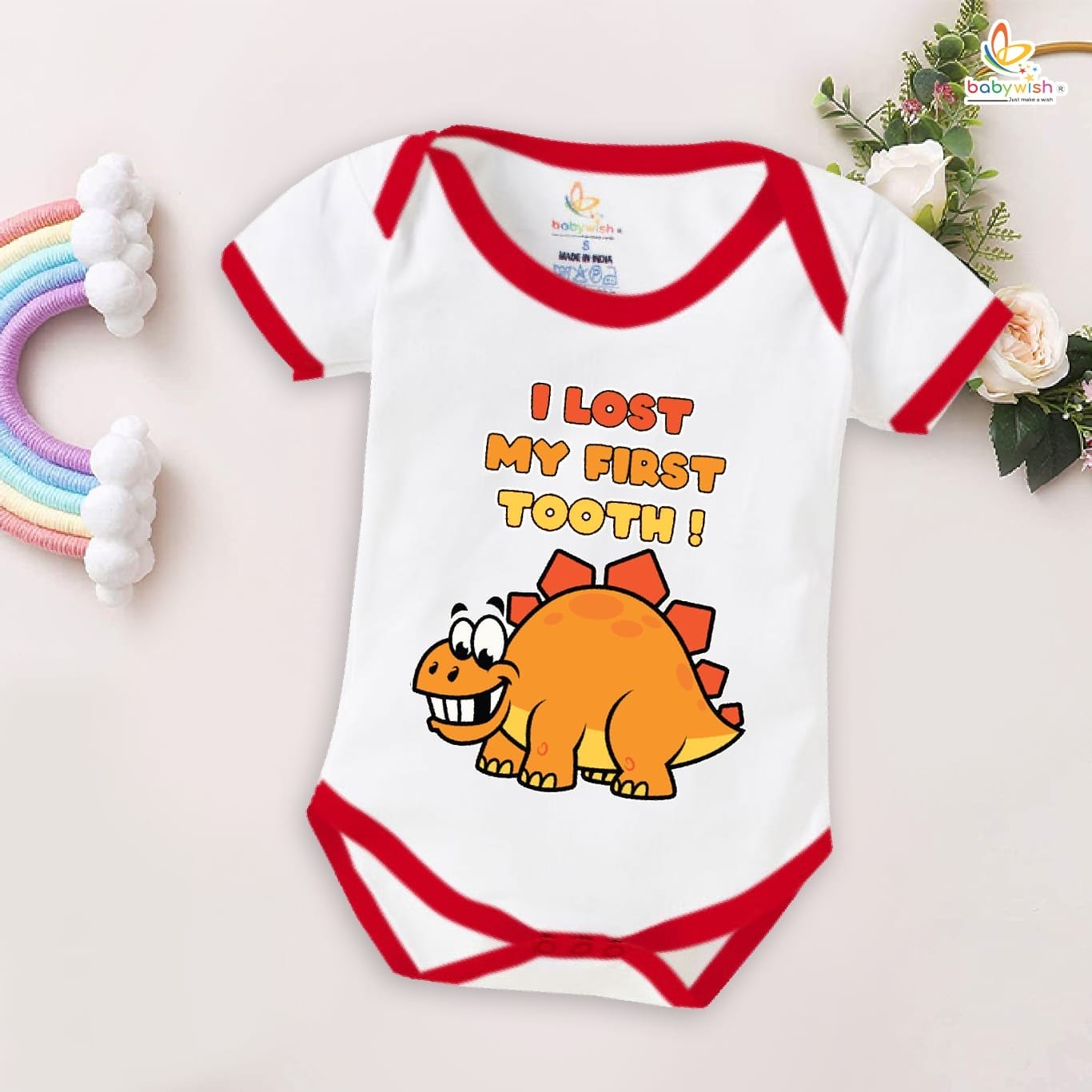 Babywish First Tooth Romper Clothes My First Tooth Bodysuits I Lost My first tooth! Dino Print